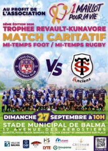 1 maillot pour la vie match caritatif foot/rugby 2026